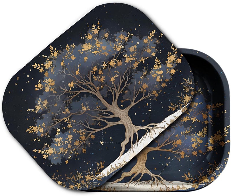 PYSEA Small Metal Tray with Magnetic Lid, Cute Decorative Tray, Ideal Storage for Home or Travel, 7 x 5.5 Inches (Black Brown) - Image 1